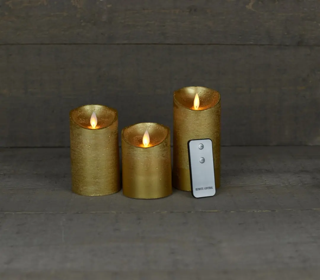 Anna's Collection LED Kaarsen Goud - 3 Stuks - afbeelding 5 van 6