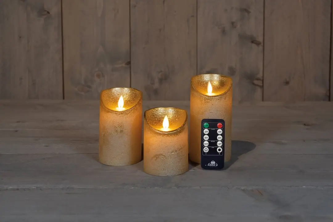 Anna's Collection LED Kaarsen Goud - 3 Stuks - afbeelding 3 van 6