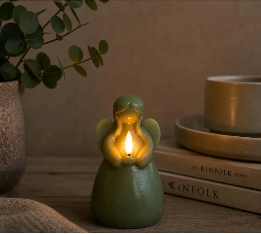 Anna's Collection LED Kaars Engel Jade Groen 14x8cm - afbeelding 2 van 6