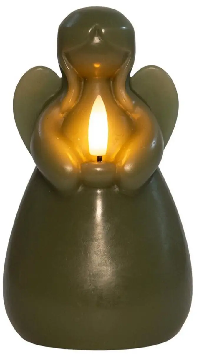 Anna's Collection LED Kaars Engel Jade Groen 14x8cm