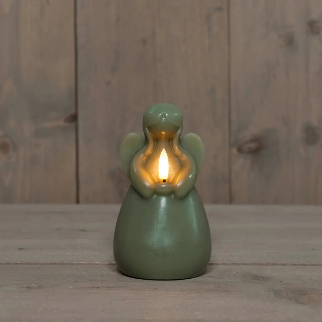 Anna's Collection LED Kaars Engel Jade Groen 14x8cm - afbeelding 6 van 6