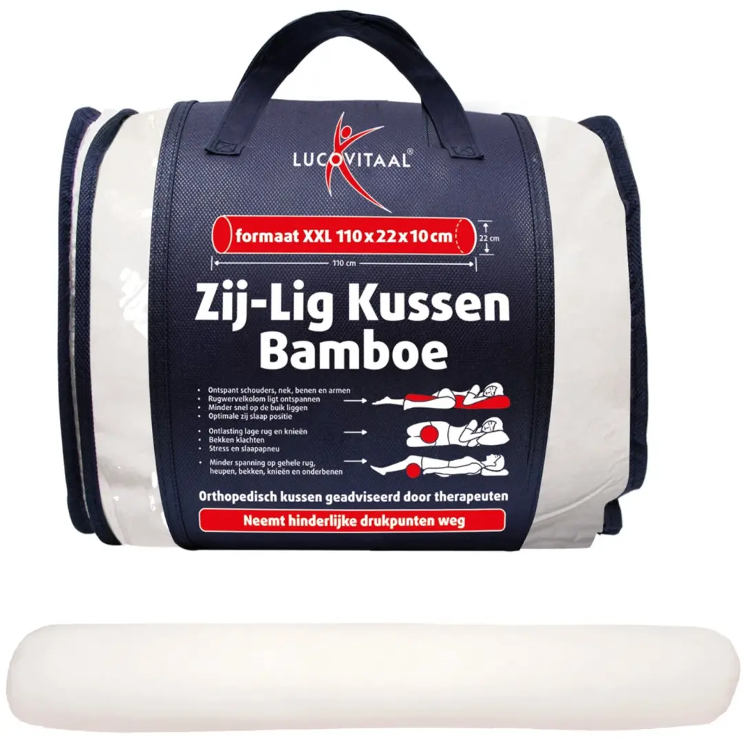 Lucovitaal Bamboe Zij-Lig Kussen Wit