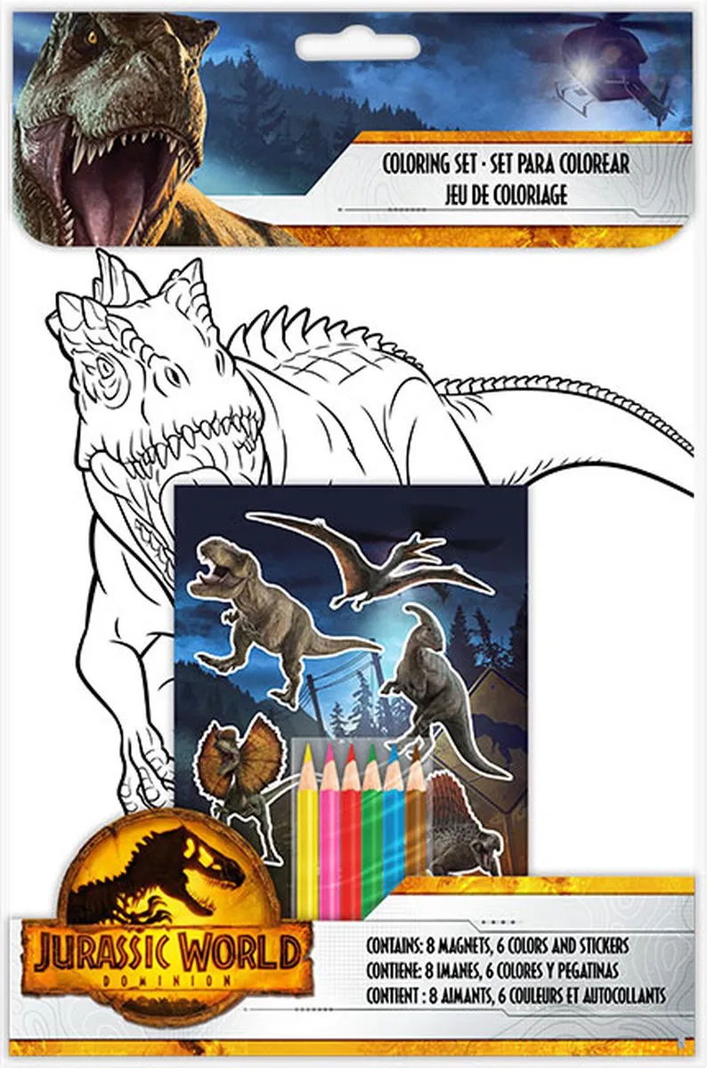 Jurassic World Dominion Kleur- en Stickerset - Multicolor