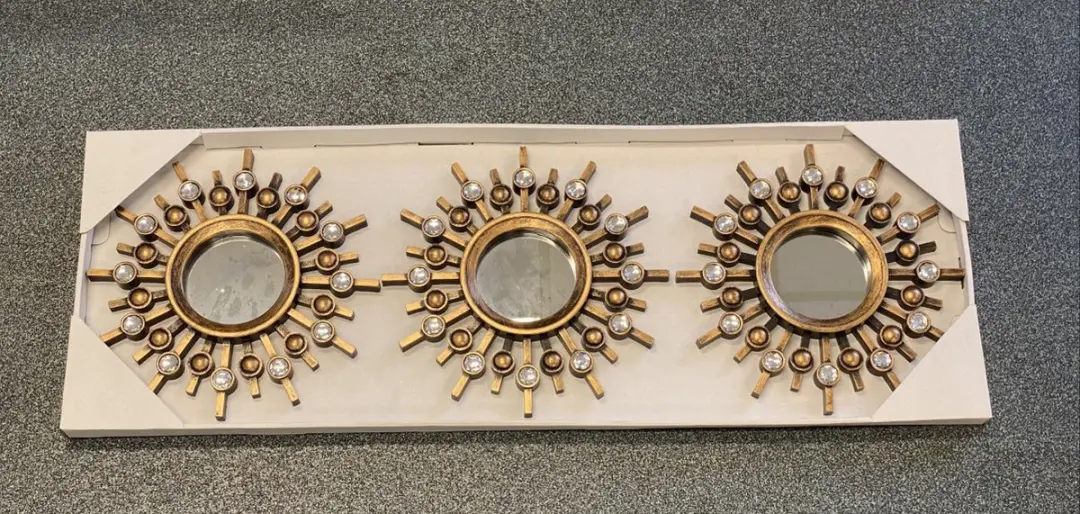Set van 3 ronde wandspiegels
