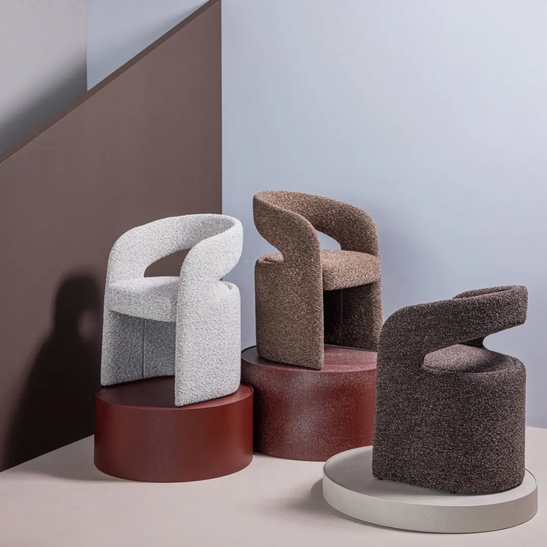 WOOOD Lanor Eetkamerstoel - Grove Bouclé Naturel - afbeelding 3 van 6