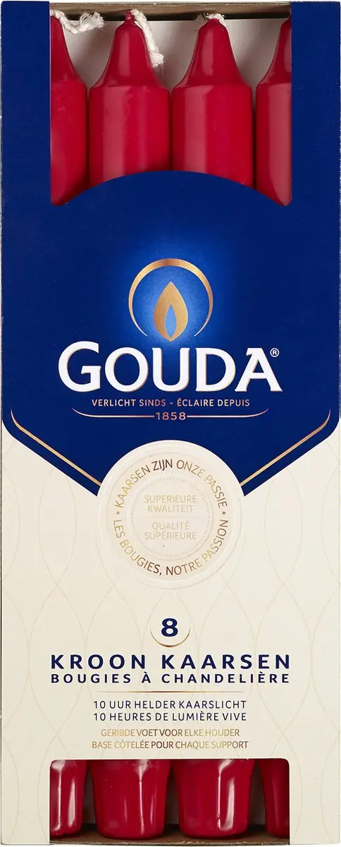 Gouda Kroonkaarsen 24cm Rood