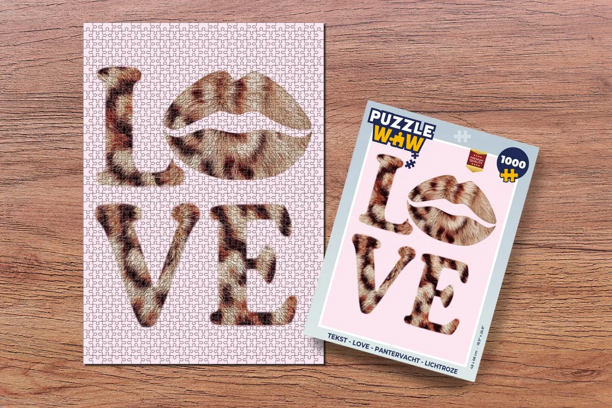 PuzzleWow Love Pantervacht Legpuzzel 1000 Stuks - Lichtroze