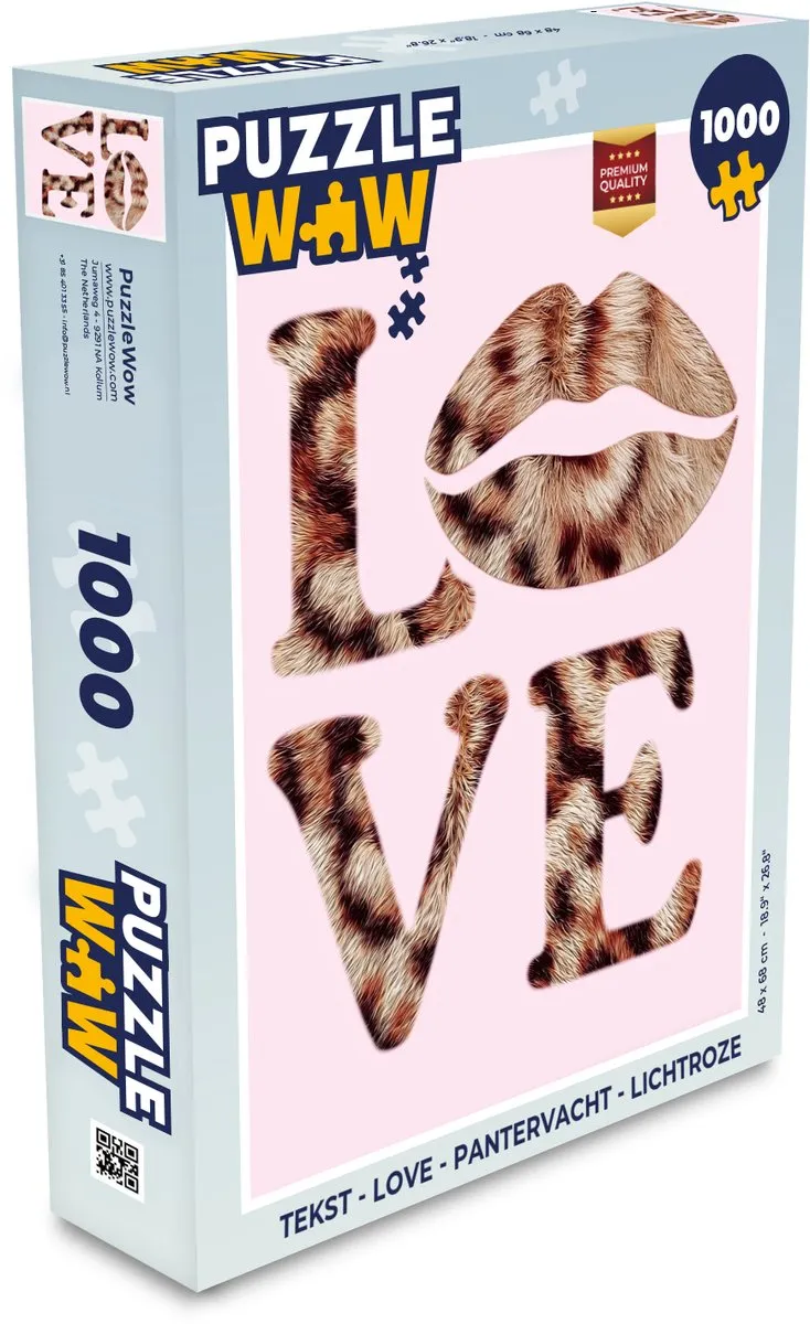 PuzzleWow Love Pantervacht Legpuzzel 1000 Stuks - Lichtroze