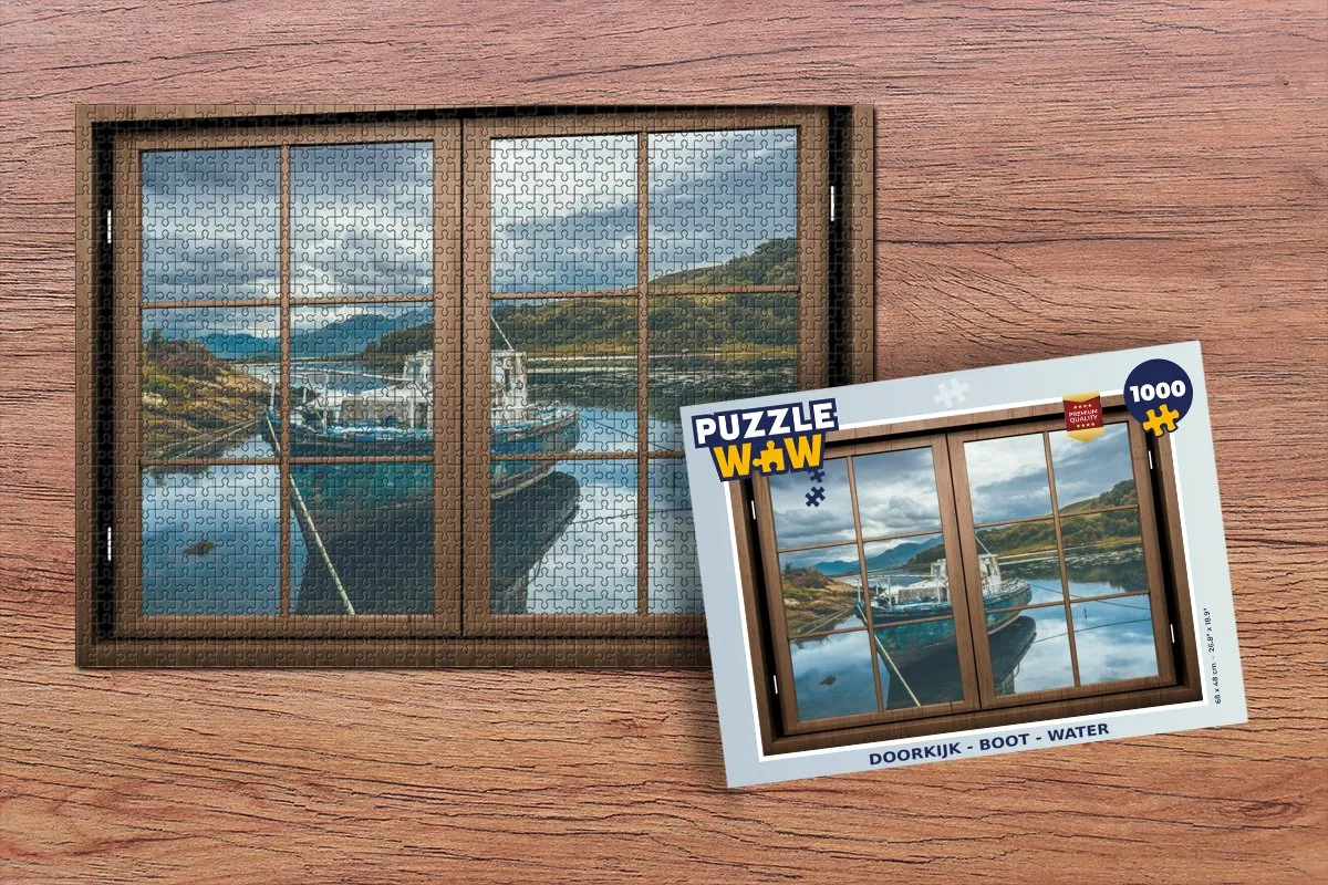 PuzzleWow Doorkijk Boot Water Legpuzzel 1000 Stuks - Multicolor