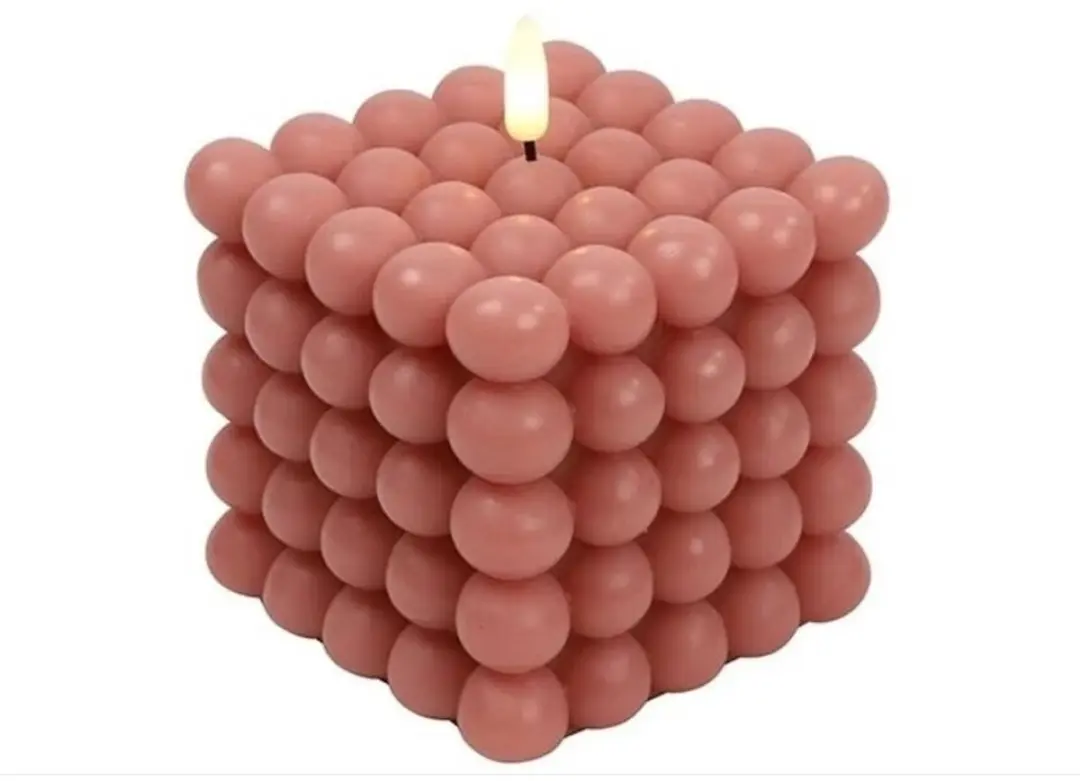 Countryfield Ledkaars met vlam effect Lyon Roze 12 cm, Bolletjes led kaars, Led