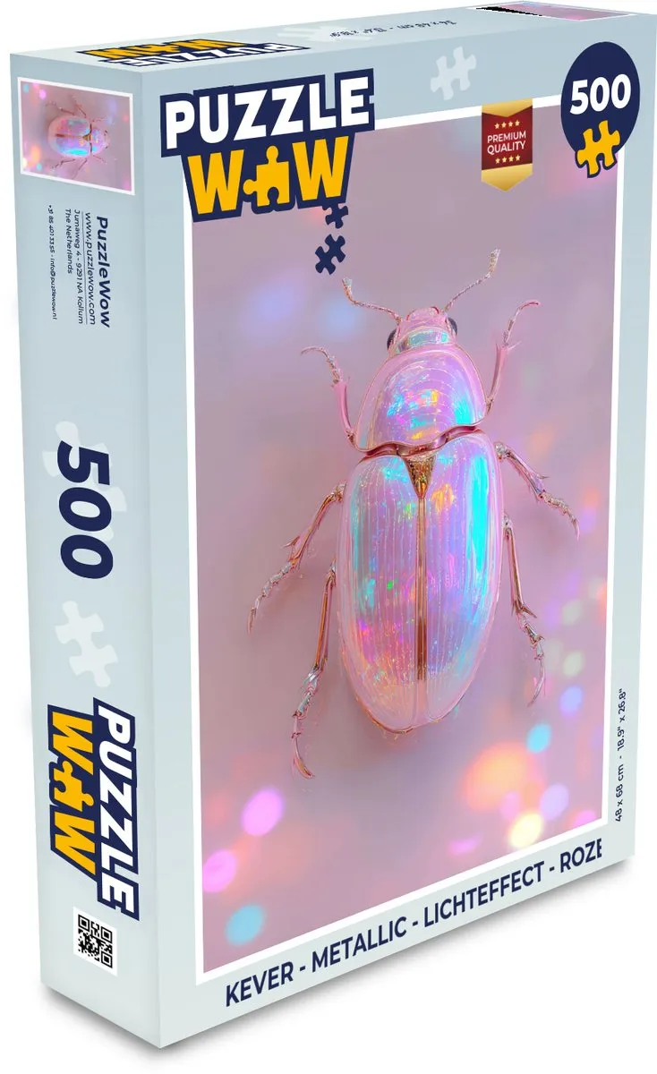 PuzzleWow Kever Legpuzzel 500 Stuks - Roze Metallic