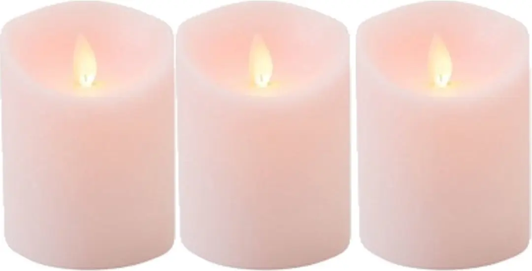 3x Roze LED kaars / stompkaars 10 cm