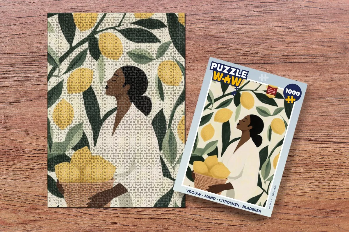 PuzzleWow Legpuzzel 1000 Stuks - Vrouw Citroenen Bladeren