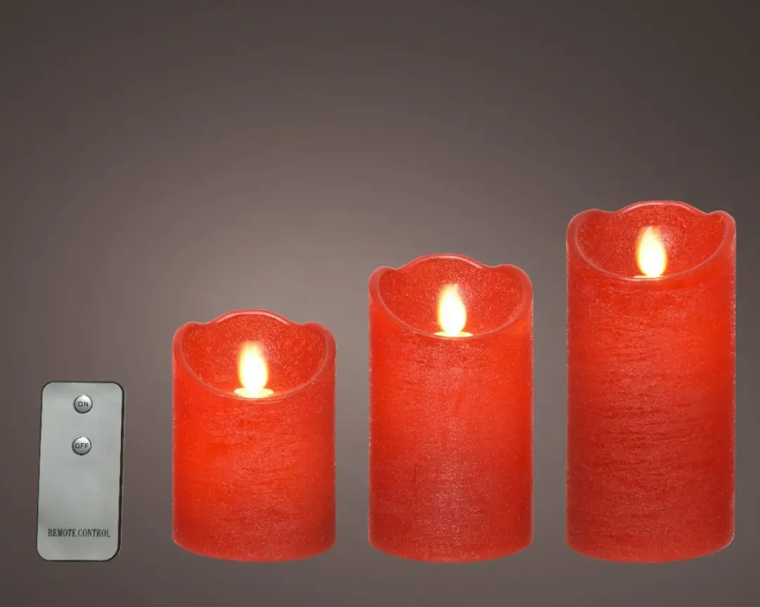 Lumineo Waving Kaarsen Set 3 Stuks - Rood - afbeelding 4 van 4