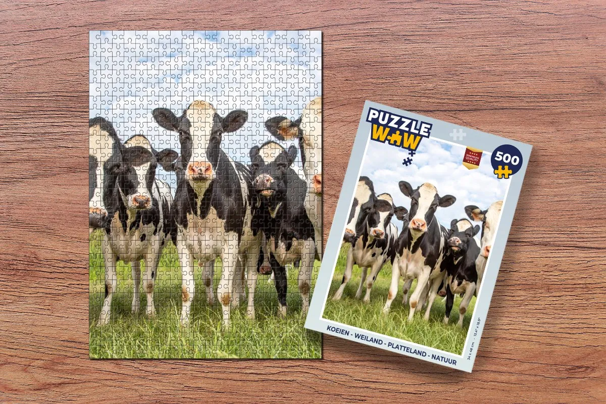 PuzzleWow Koeien Weiland Legpuzzel 500 Stuks - Multicolor
