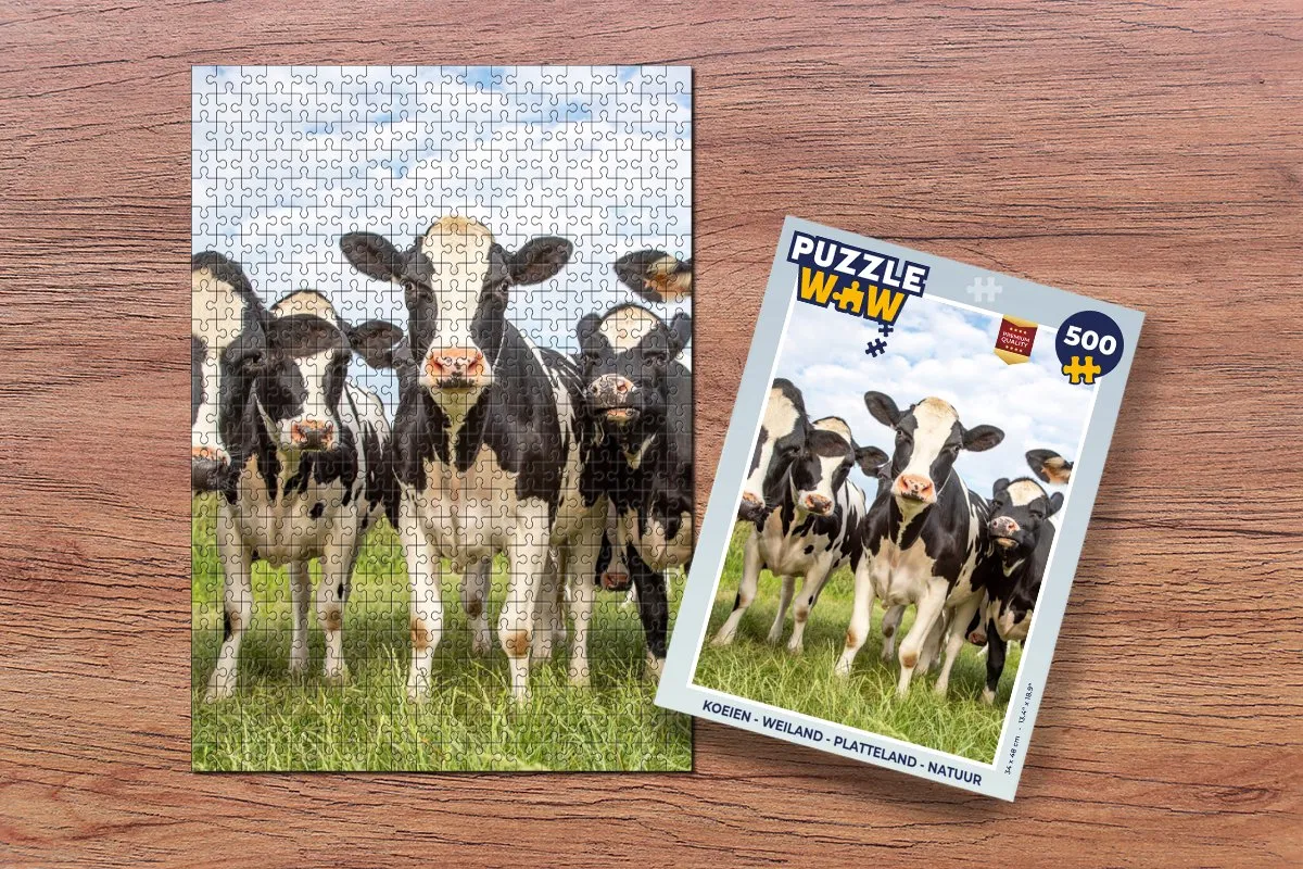 PuzzleWow Koeien Weiland Legpuzzel 500 Stuks - Multicolor