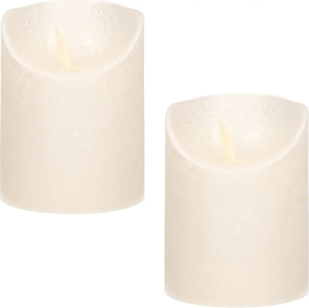 2x Creme parel LED kaarsen / stompkaarsen 10 cm