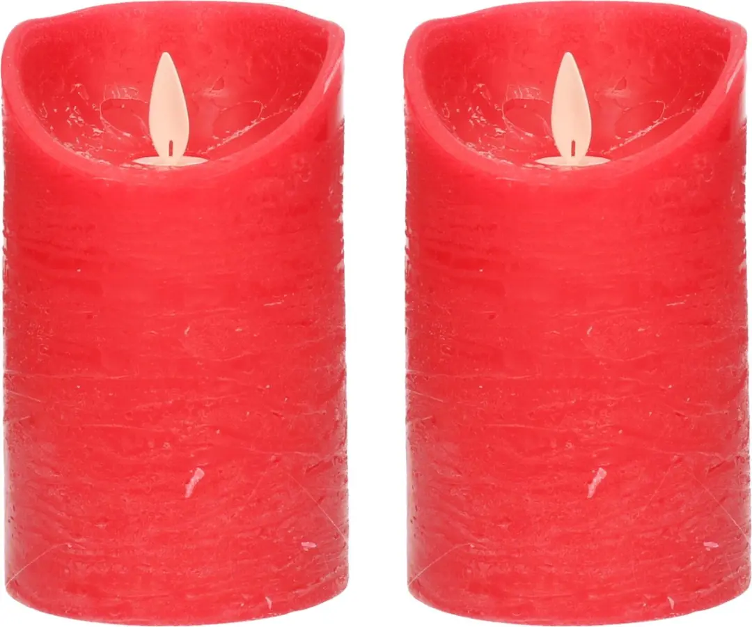2x Rode LED kaarsen / stompkaarsen 12,5 cm
