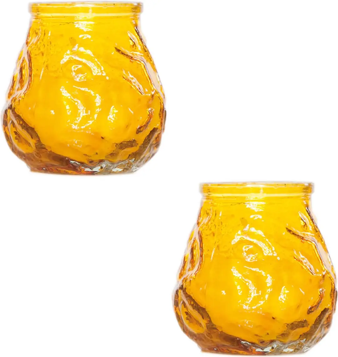 2x Gele mini lowboy tafelkaarsen 7 cm 17 branduren