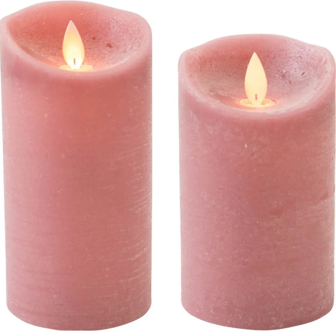Set van 2x stuks Antiek Roze Led kaarsen met bewegende vlam