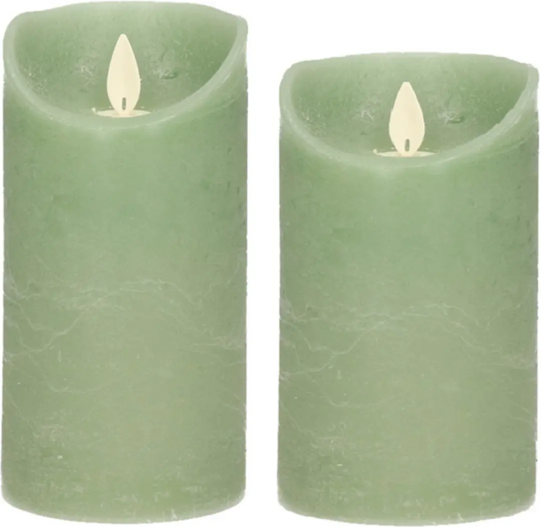 Set van 2x stuks Jade Groen Led kaarsen met bewegende vlam