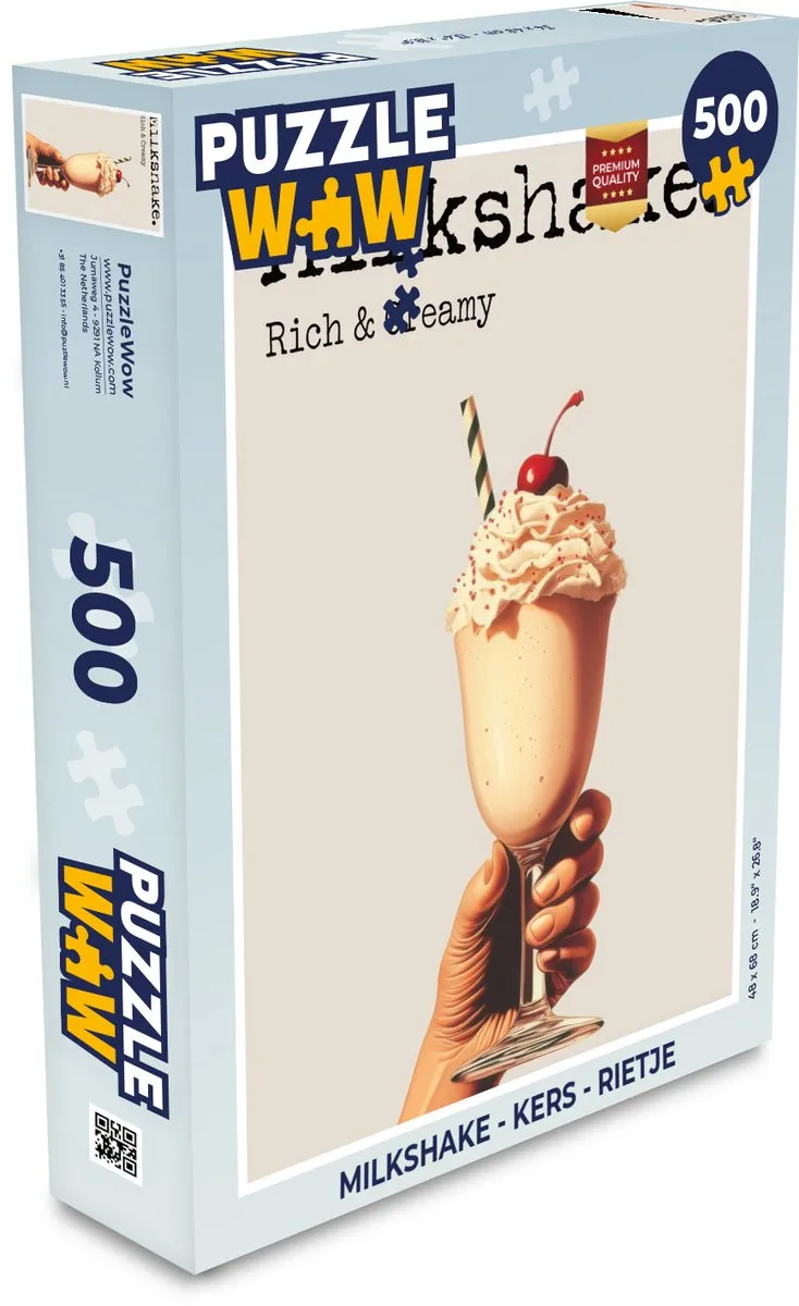 PuzzleWow Milkshake Legpuzzel 500 Stuks - Kers/Rietje