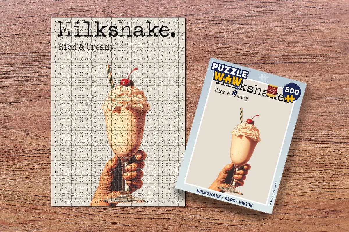PuzzleWow Milkshake Legpuzzel 500 Stuks - Kers/Rietje