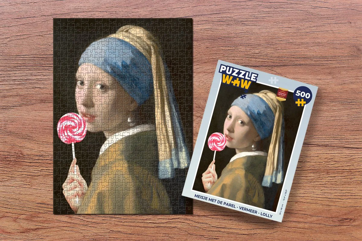 PuzzleWow Meisje met de parel - Vermeer Legpuzzel 500 Stuks - Multicolor