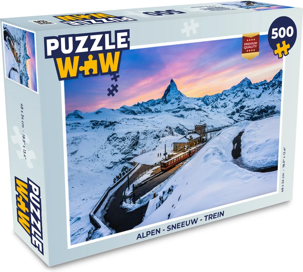 PuzzleWow Alpen Sneeuw Trein Legpuzzel 500 Stuks