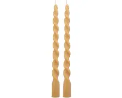2x Present Time Dinner candle set van 2 Twirl Sand Brown