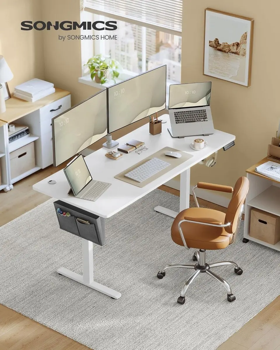 Songmics LSD136W01 Elektrisch Bureau - 70x160cm - Wit - afbeelding 3 van 6