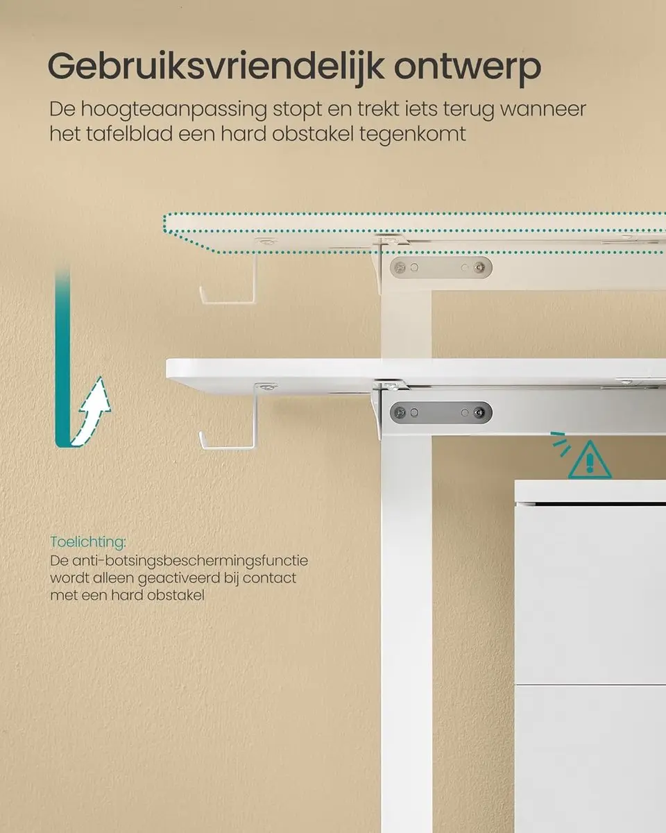Songmics LSD136W01 Elektrisch Bureau - 70x160cm - Wit - afbeelding 6 van 6