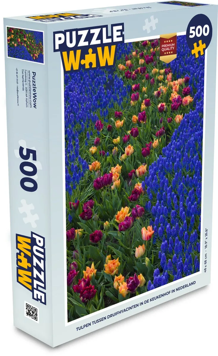 PuzzleWow Legpuzzel Tulpen in de Keukenhof 500 Stuks - Multicolor