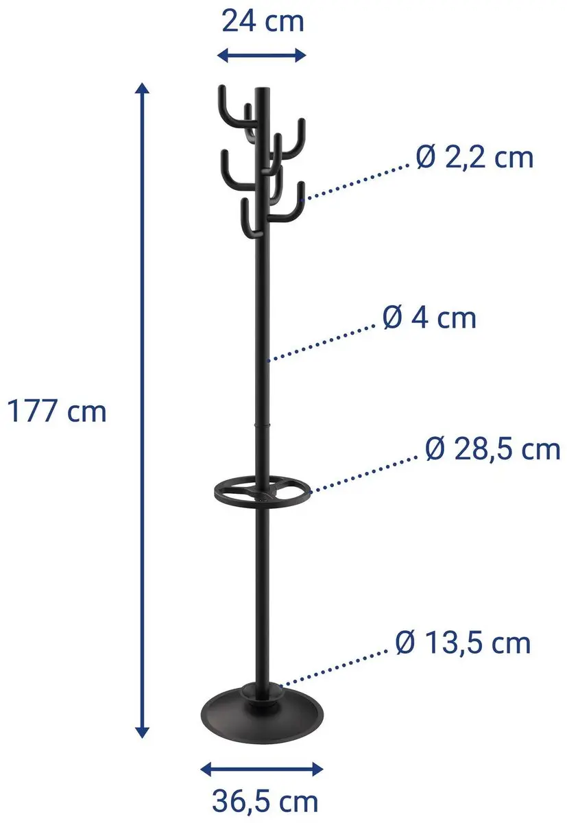 MAUL MAULpolaris Kapstok 8 Haak - 177cm Zwart - afbeelding 2 van 5