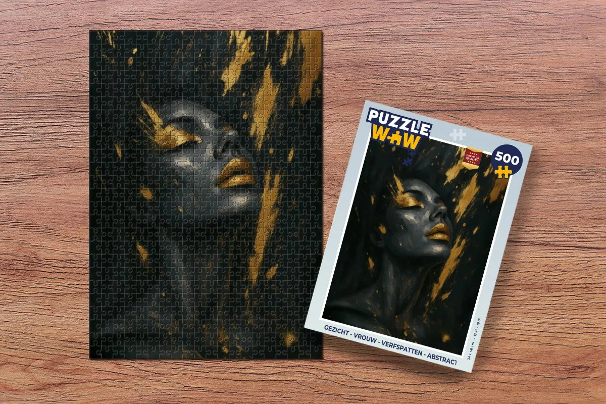 PuzzleWow Gezicht - Vrouw Legpuzzel 500 Stuks - Verfspatten