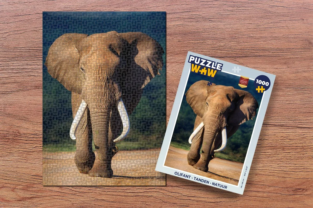 PuzzleWow Olifant Tanden Natuur Legpuzzel 1000 Stuks - Multicolor