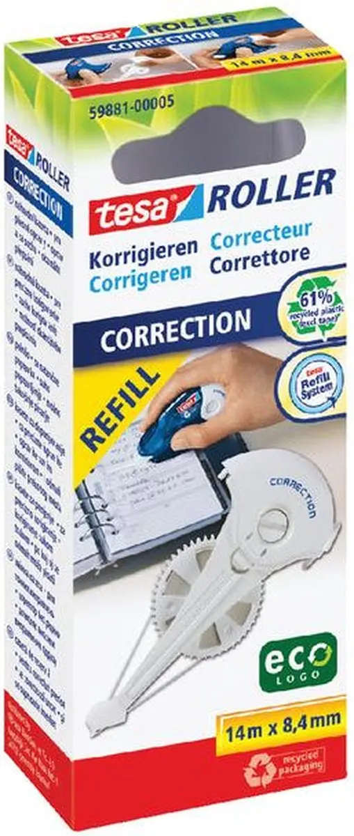 Correctietape navulling tesa eco 8.4mm hangdoosje