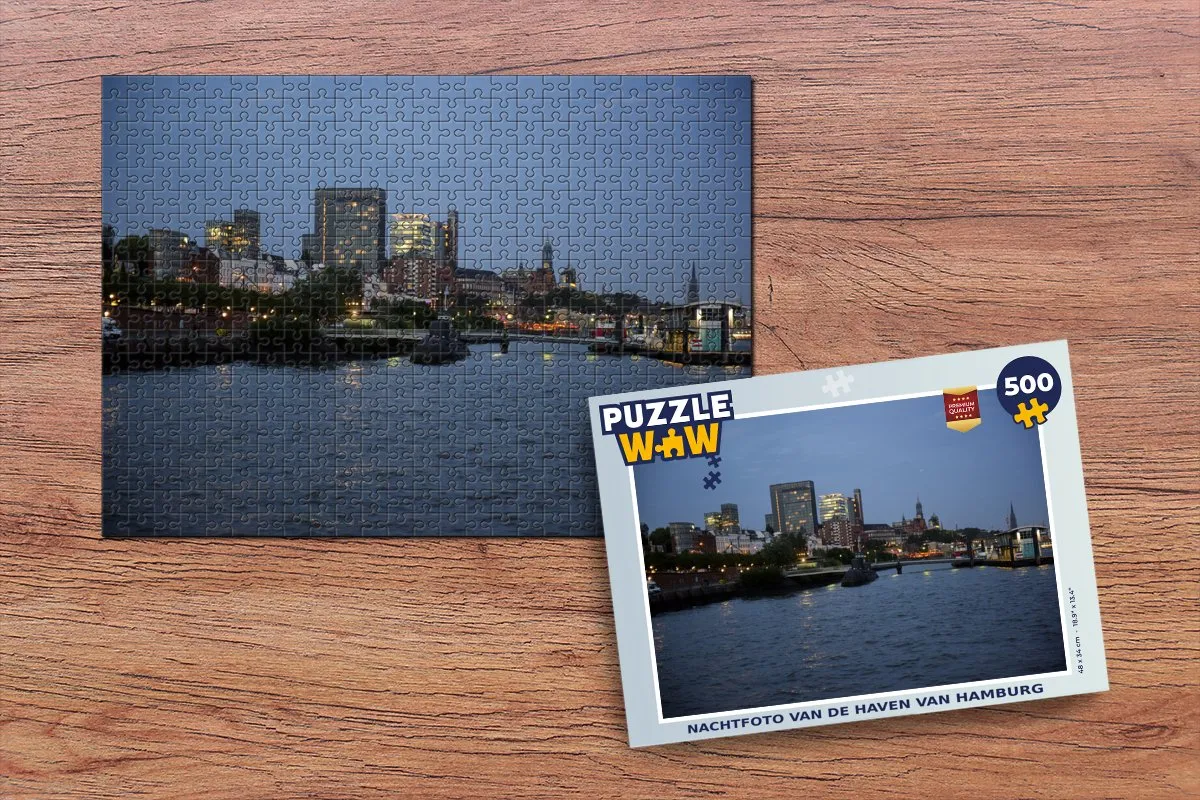 PuzzleWow Hamburg Stad Haven Legpuzzel 500 Stuks - Multicolor