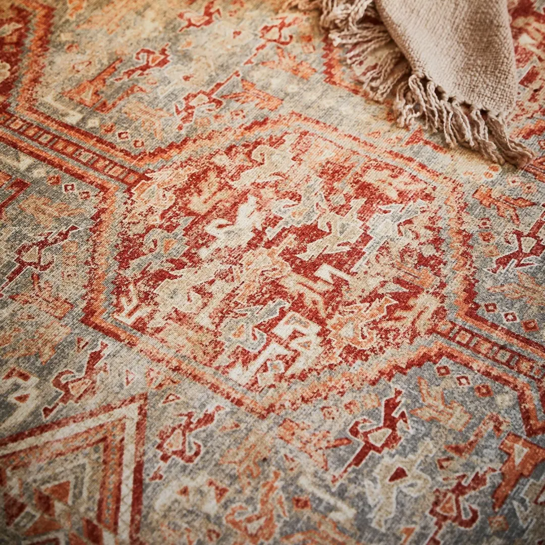 Loberon Incantaro Vloerkleed - Rood/Blauw - afbeelding 3 van 6