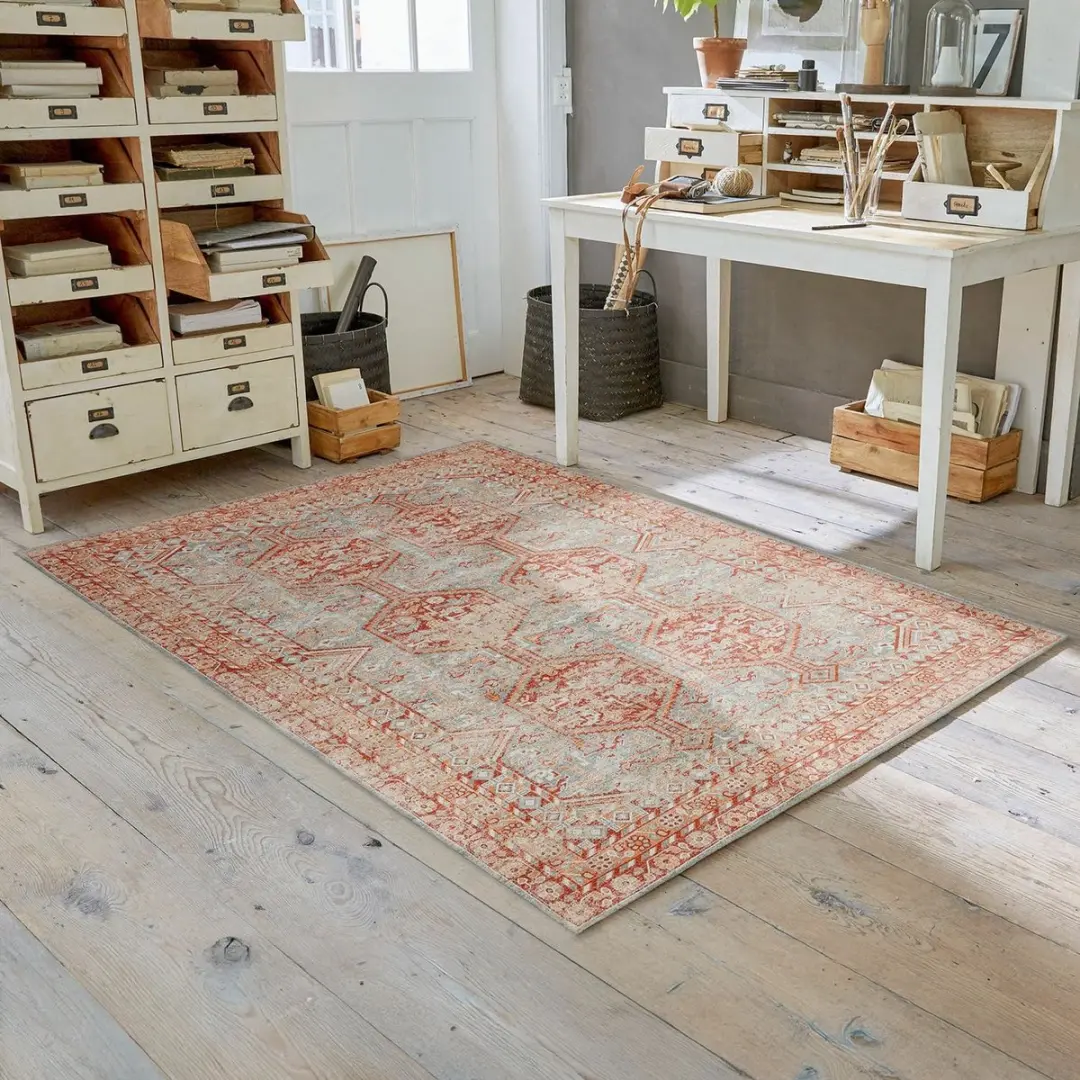 Loberon Incantaro Vloerkleed - Rood/Blauw - afbeelding 2 van 6