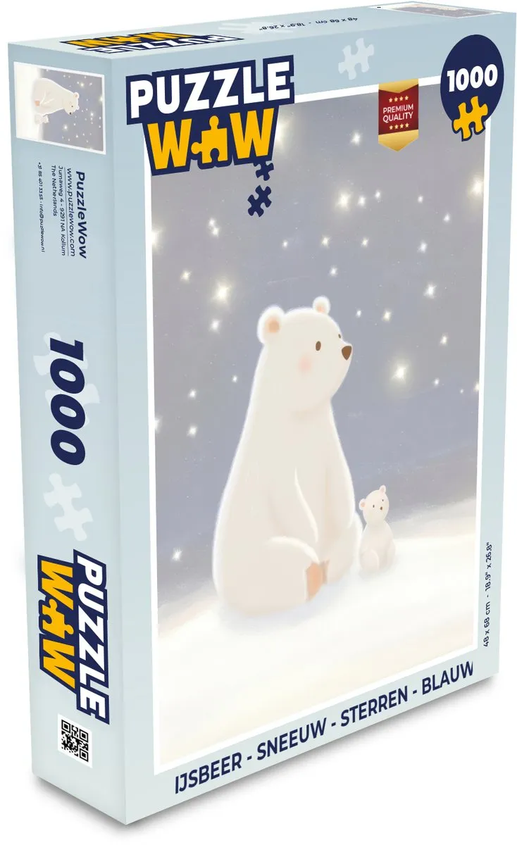 PuzzleWow IJsbeer Sneeuw Sterren Legpuzzel 1000 Stuks