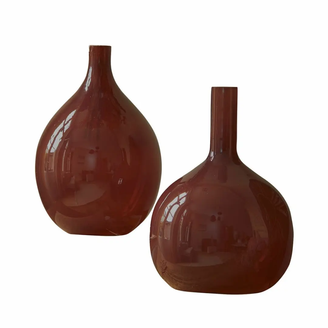 Loberon Erlunda Vaas - 2 Stuks - Ø22cm - Bordeaux - afbeelding 5 van 5