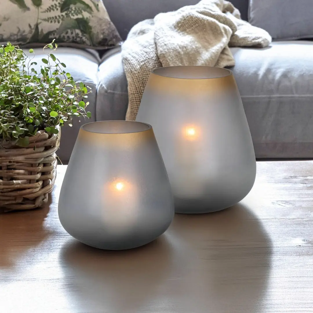 Loberon Nilorav Windlicht - 2 Stuks Blauw - afbeelding 2 van 4