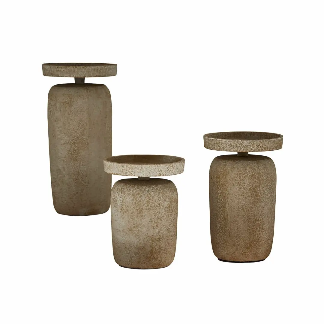Loberon Amsley Kaarsenhouder Set - 3 Stuks Grijs - afbeelding 2 van 4