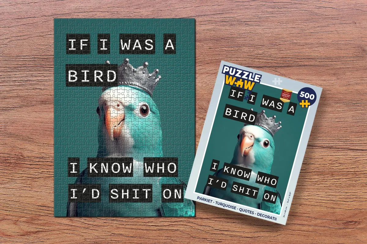 PuzzleWow Parkiet Quotes Legpuzzel 500 Stuks - Turquoise