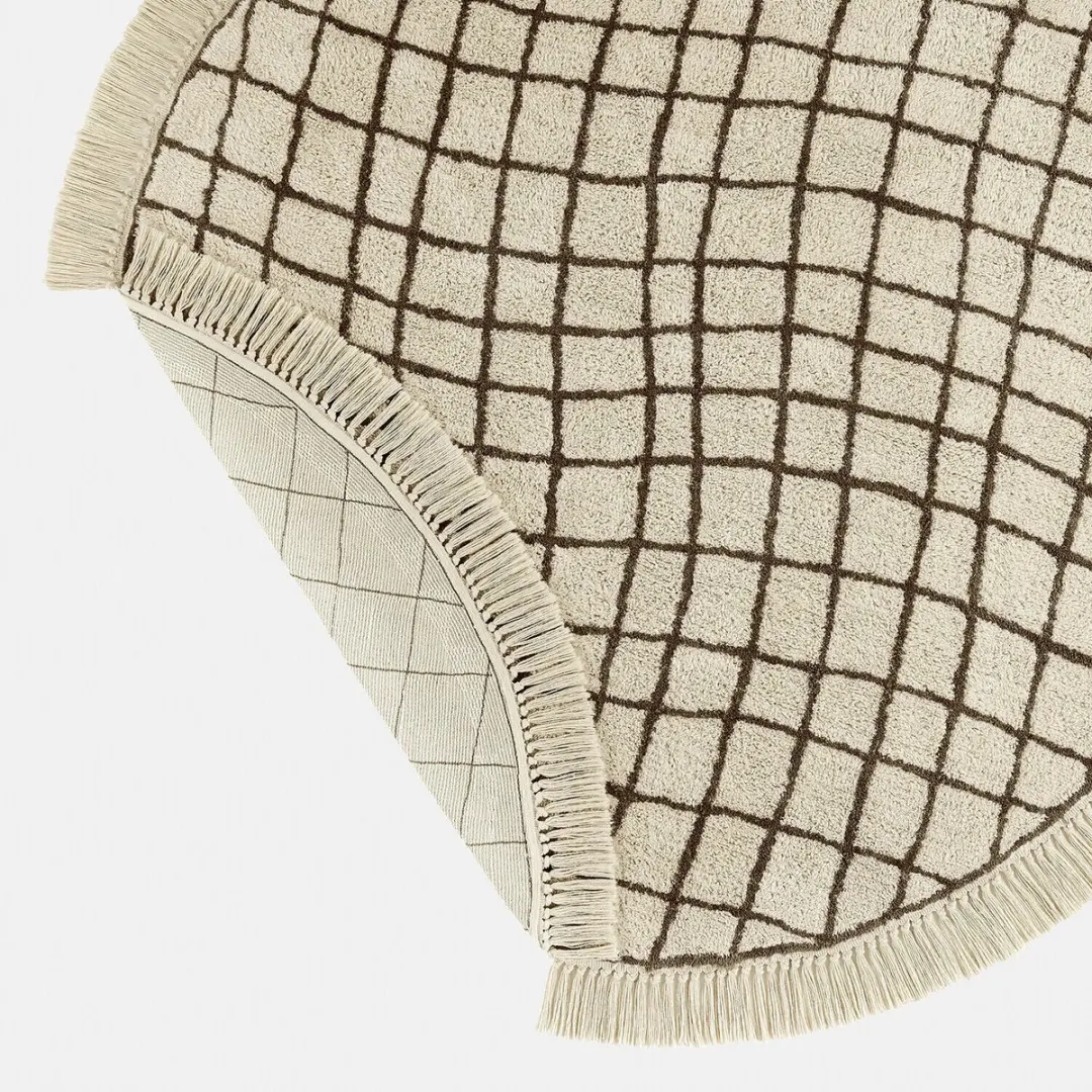Loberon Puffino Vloerkleed 150cm - Crème/Bruin - afbeelding 2 van 5