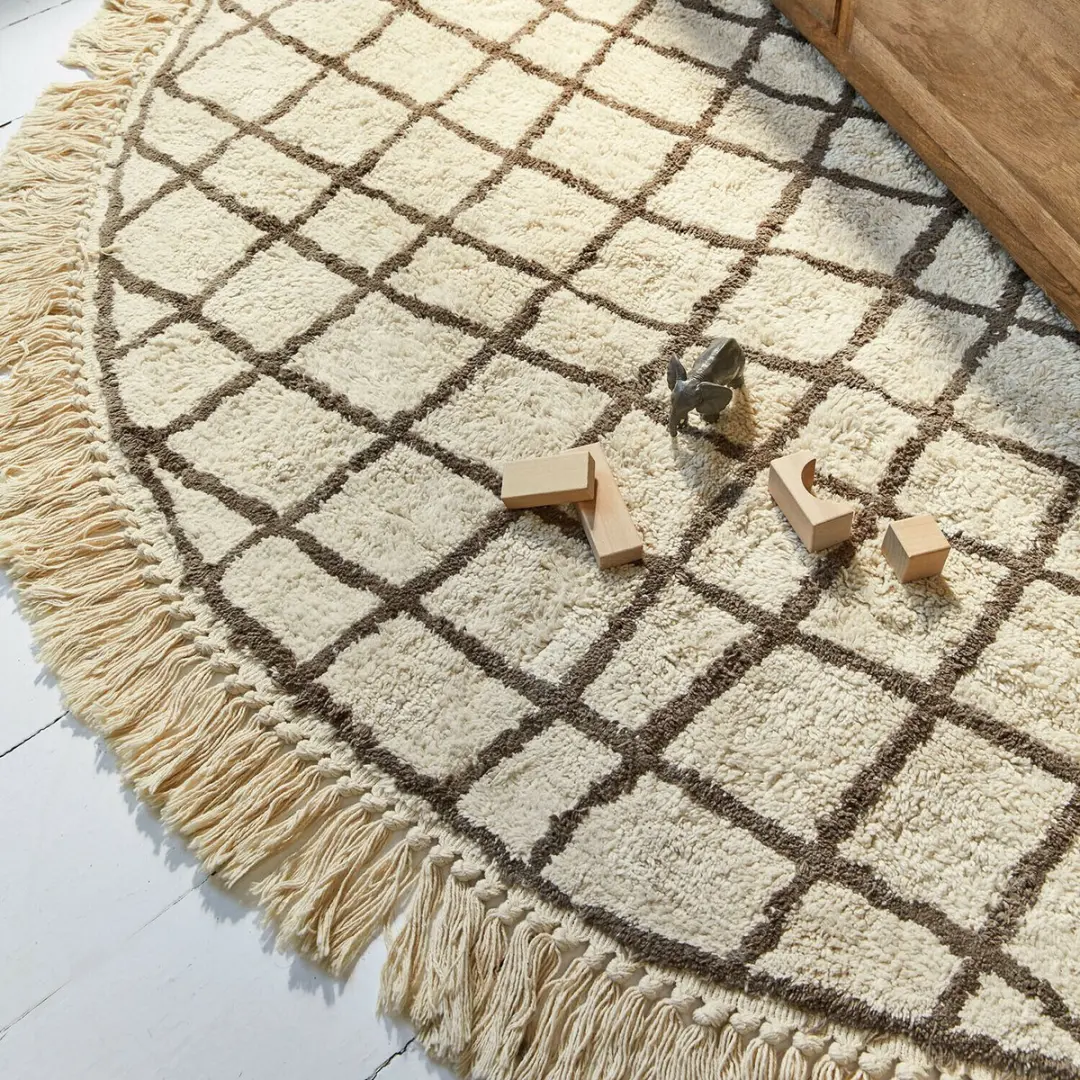 Loberon Puffino Vloerkleed 150cm - Crème/Bruin - afbeelding 4 van 5