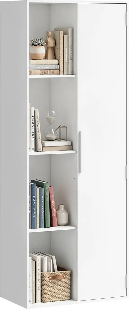 HOMCOM Boekenkast-Spaanplaat, MDF-60L x 35B x 160H cm-Wit