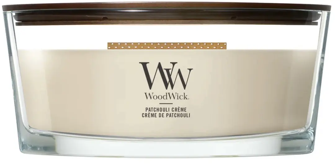 WoodWick Hearthwick Flame Ellipse Geurkaars Patchouli Crème