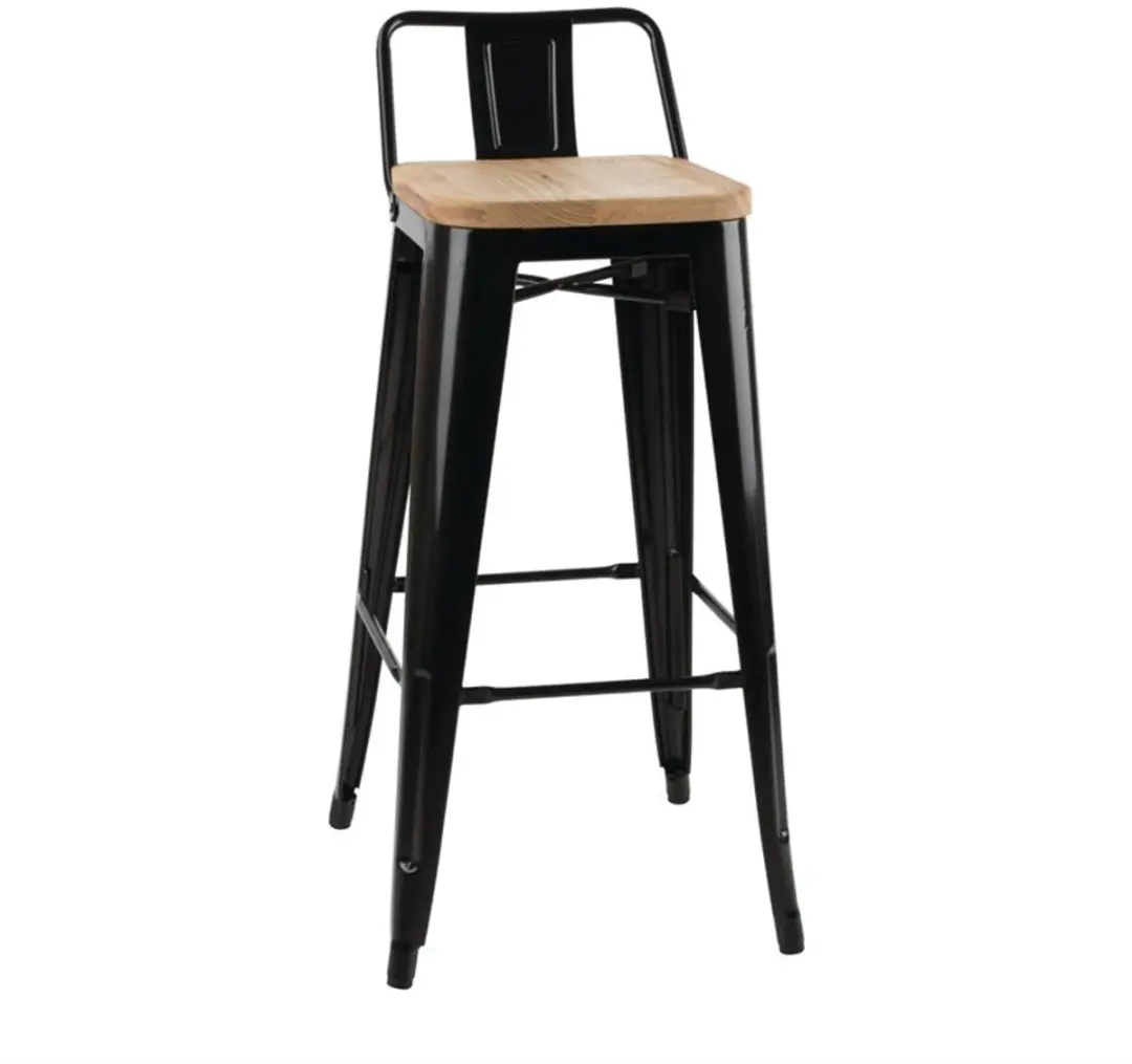 Bolero Bistro Hoge Barstoel Met Houten Zitting Zwart (4 Stuks)